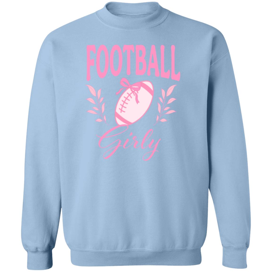 Football Girly Cozy Crewneck Pullover Sweatshirt
