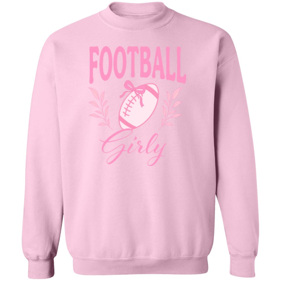 Football Girly Cozy Crewneck Pullover Sweatshirt