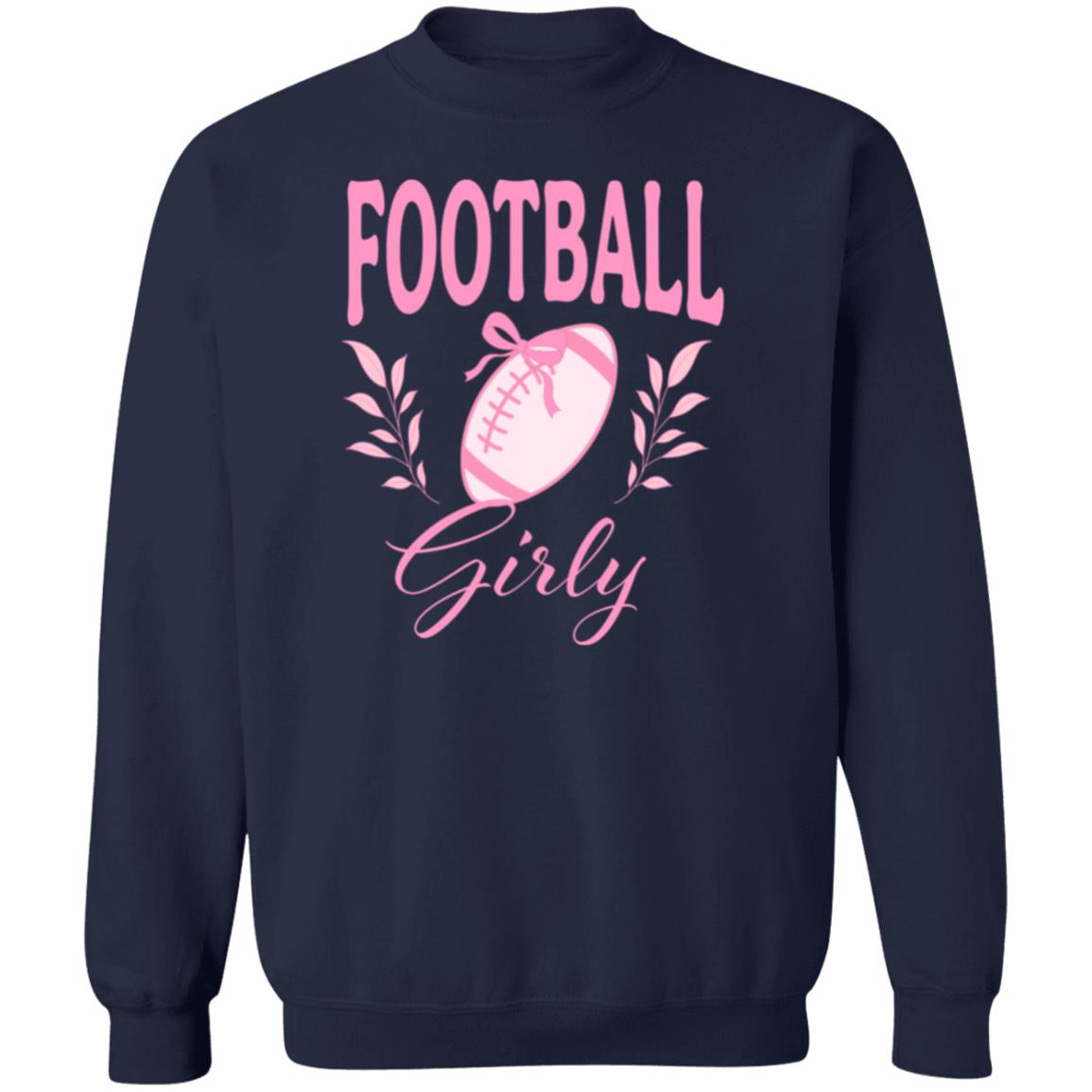 Football Girly Cozy Crewneck Pullover Sweatshirt