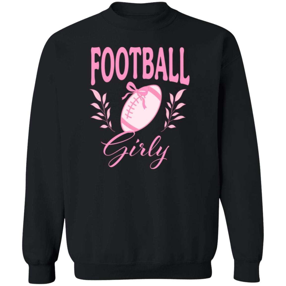 Football Girly Cozy Crewneck Pullover Sweatshirt