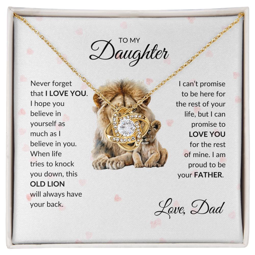To My Daughter Love Knot Lion Necklace