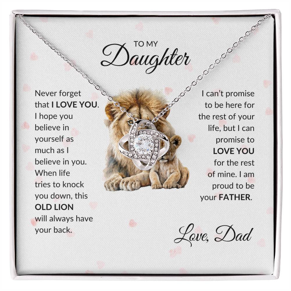 To My Daughter Love Knot Lion Necklace