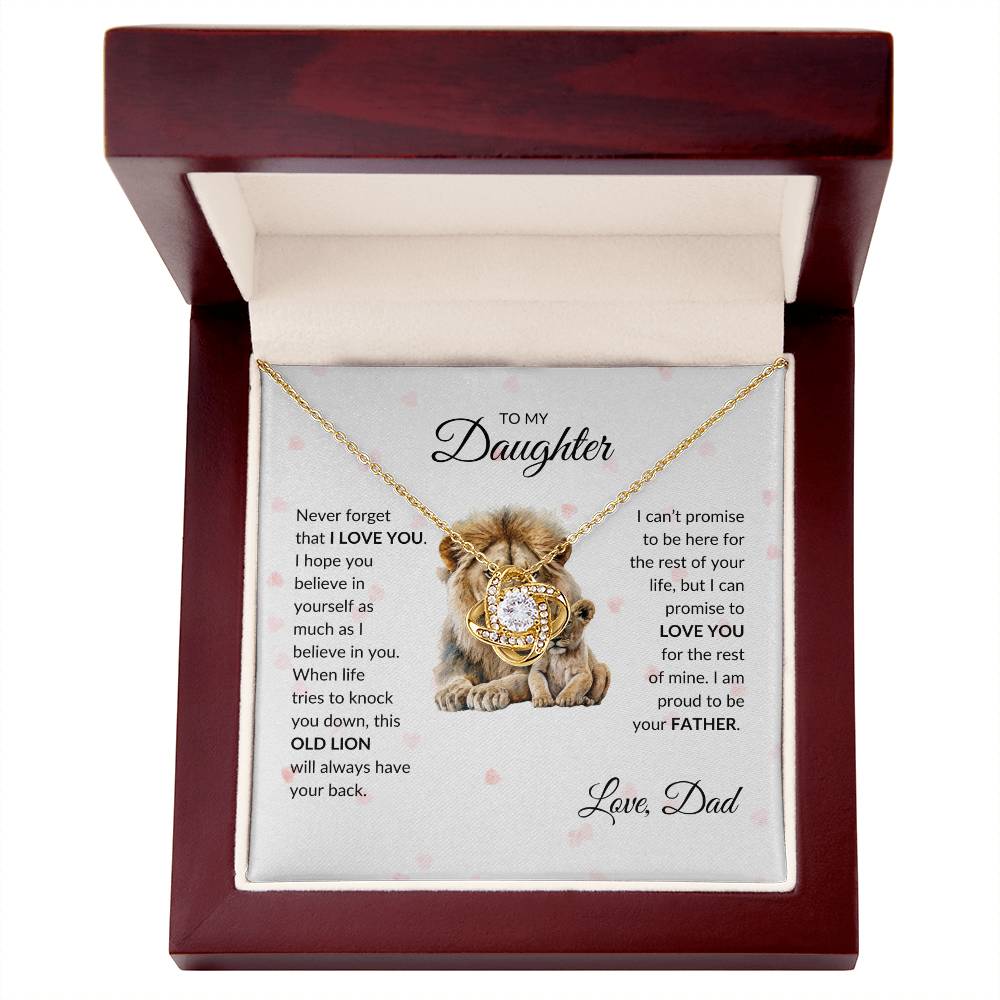 To My Daughter Love Knot Lion Necklace
